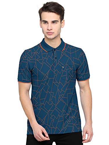 BULLMER Mens Regular Fit Printed Cotton Polo Tshirt