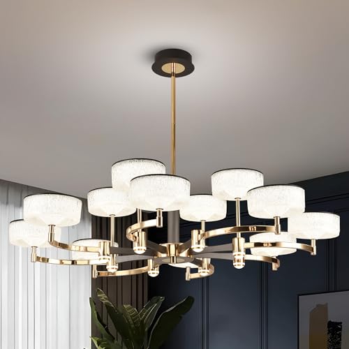 Image of Smartway Ovate Golden LED Ceiling Light | Modern Flower Design Chandelier | 3 Color Modes (Warm, Neutral, White) | Luxury Decorative Lighting for Living Room & Home