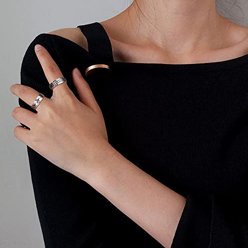 FUNRUN JEWELRY Stainless Steel Fidget Anxiety Ring for Women Men Fidget Spinner Rings Moon Star Celtic Stress Relieving Spinning Ring Wedding Band Rings Set,4-6Pcs4