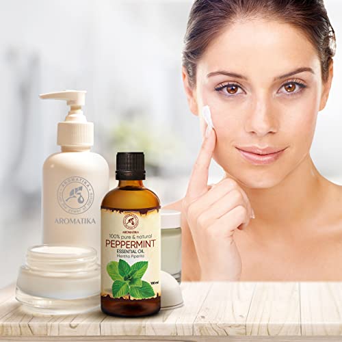 Ätherisches Pfefferminzöl 100 ml - Mentha Piperita - Reines Ätherisches Pfefferminz Öl - für Diffusers und Duftlampen - Frischer Aroma - Minzduft - Aromakerze - Seife - Lufterfrischer - Aromatherapie