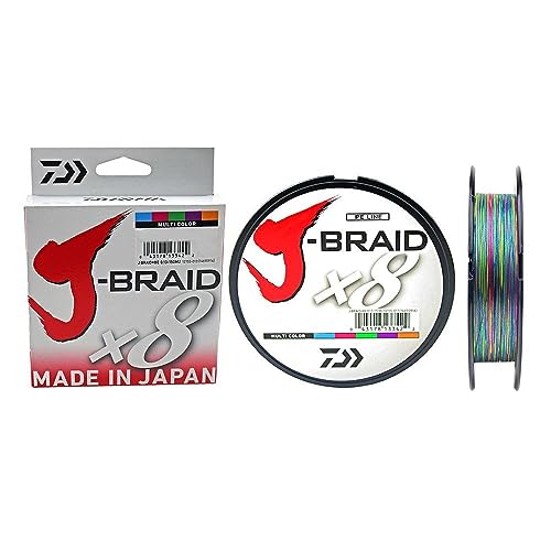 Daiwa 2 Pezzi J-Braid 8 Braid 0,20 mm, 13,0 kg/29,0 lbs, 300 m Multicolour (Confezione Doppia)