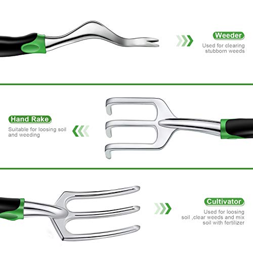 Binoteck Garden Tools Set-6 PCS Aluminum Alloy Lightweight Gardening Tools Kit with Ergonomic Rubberized Non-Slip Handle.Garden Gifts for Women,Men and Kids. - Thumbnail 4