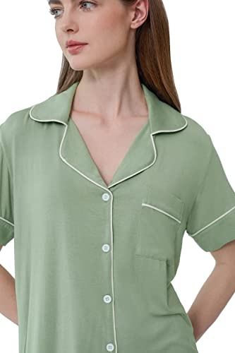 Image of Joyaria Women's Cooling Bamboo Viscose Pajamas Shorts Set Button Front | Moisture Wicking, Cool & Lightweight, Breathable PJs for Night Sweats