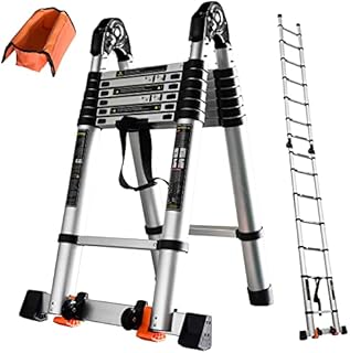 18FT Telescoping A Frame Ladder Portable Aluminum Extension Ladder Collapsiable to 38