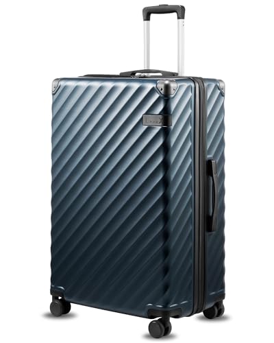 LUGGEX 28 Inch Luggage with Spinner Wheels, KVC Expandable Hardside Large Checked Suitcase (EX-Core, Navy, 28 Inch, 105L-113L)