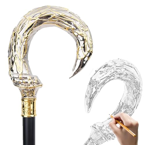 Canne élégante en alliage steampunk de luxe avec pommeau en U blanc doré 92 cm