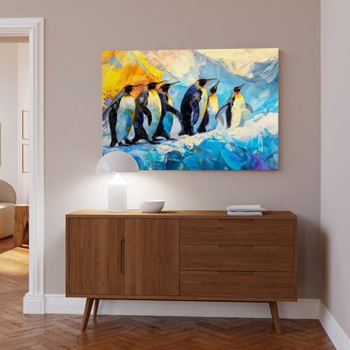 Poster pingouin sur toile tableau deco murale chambre coucher et bureau
