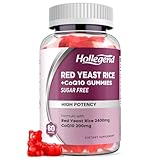 Hollgend Red Yeast Rice with Coq10 Gummies Sugar Free, Organic Red Yeast Rice 2400mg for Cholesterol Lowering Supplements, Enhanced with Coenzyme Q10 200mg for Heart Health Support, 60 Chewables