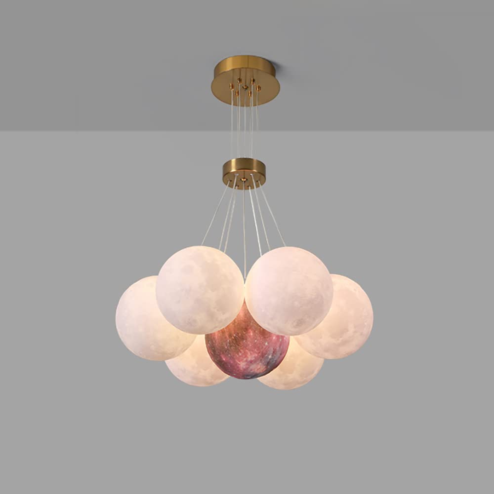 Aeyee Bubbles Globe Pendant Light Fixture, White Planet Hanging Light, Planet Chandelier for Children's Room Nursery Toys Room (7 Lights)