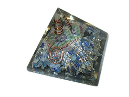 Jet Lapis Lazuli Flower of Life Chakra Orgone Pyramid Crystal Gemstones Copper Metal Mix Rare Healing Positive Energy Free Booklet Jet international Crystal Therapy Crystal Gemstones