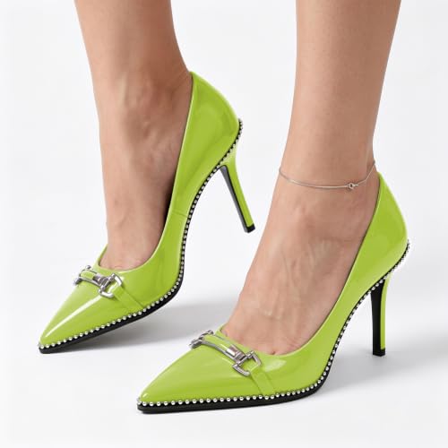 Image of Women's High Heel Pumps Stiletto Heel Pumps for Women Pointed Toe Heels Elegant Classic 3.5 Inch Beaded Pumps