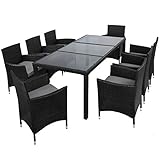BB Sport 17-teilige Polyrattan Garten Essgruppe Terasse Sitzgruppe 8 Personen Gartenmöbel mit Kissen - 2