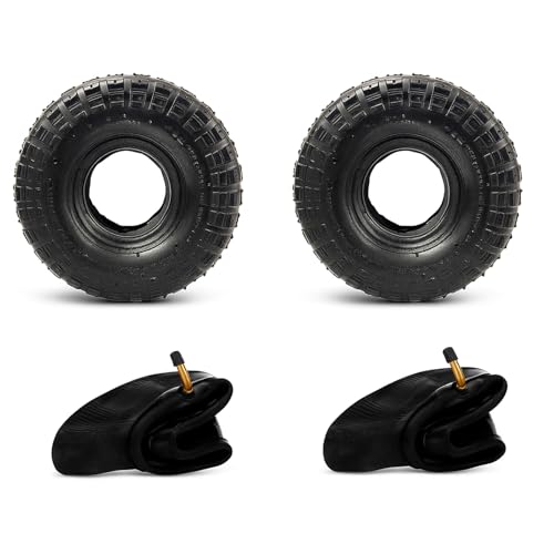 Vixzoid Lot de 2 pneus de diable avec chambre à air 4,10/3,50-4 pour brouette, diable, chariot à main, 260 x 85 mm