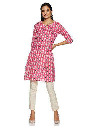 Image of ABOF Women's Cotton Straight Kurta (BOA19AWEWKU3046079 Pink X-Large)