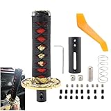 BAGARAATAN Katana Samurai Sword Shift Knob,Automatic Gearbox Shift Knob for Lock/Button Transmission Cool Katana Gear Shifter Lever Black&Red(15CM/5.9″)