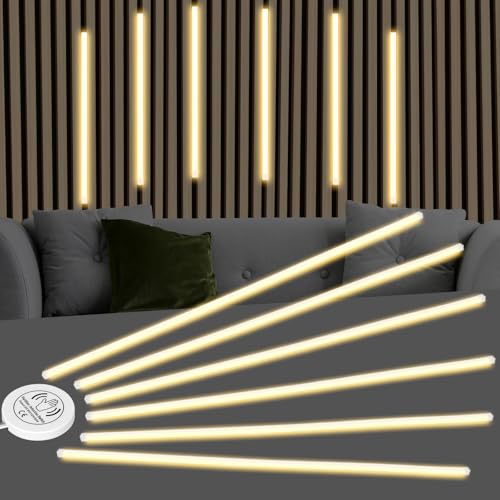 EUNEWR LED Strips for Acoustic Wall Panels, 6x90CM Acoustic Panels Embedded LED Light Strip, Under Cabinet Strip Lights Kit with Touch Sensor, Cuttable, Dimmable, Warm White
