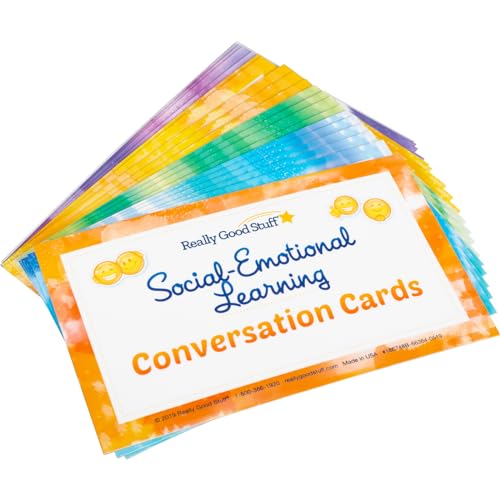 Image of Really Good Stuff Social-Emotional Learning Conversation Cards for Home | Set of 18, Ages 5+, Kindergarten+, Help Kids Learn & Discuss Feelings-Activities to Express Emotions