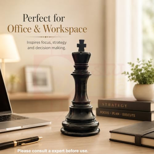 Image of Chess King Statue | Height -15 Inch | Resin Decorative Chess Piece for Home & Office Decor | Symbol of Leadership & Strategy | Black Resin Finish