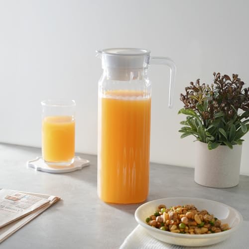 Image of Nayasa Electra Jug 1200 ML | BPA Free Plastic Water Jug with Lid | Leak Proof | Easy Pour | Stylish Design | Clear