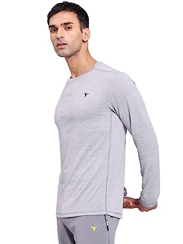 Image of TECHNOSPORT Men's Slim Fit Full Sleeve Round Neck T-Shirt, Double Cool Quick Dry Moisture Wicking Stretchable Sports Gym and Casual Wear