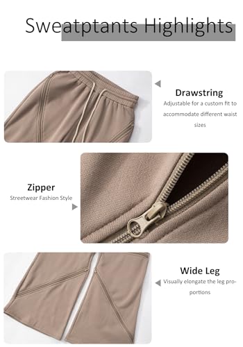 LAJIOJIO Sexy Wide Leg Sweatpants Women Baggy Y2K Side Zipper Cut Out Drawstring Flare Cargo Pants Trousers Streetwear4