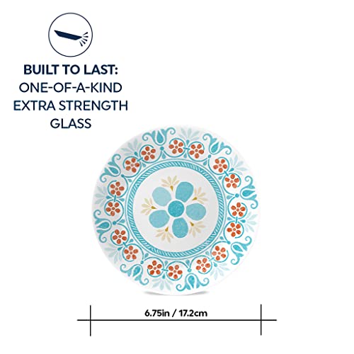 Corelle Vitrelle 6-Piece (6.75") Salad Appetizer Plates Set, Triple Layer Glass and Chip Resistant, Lightweight Round 6-3/4-inch Plates, Terracotta Dreams