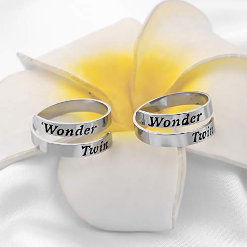 AKTAP Wonder Twin Adjustable Rings Best Brothers Sisters Jewelry Twins Gift for Women Men (Wonder Twin Set Rings)3