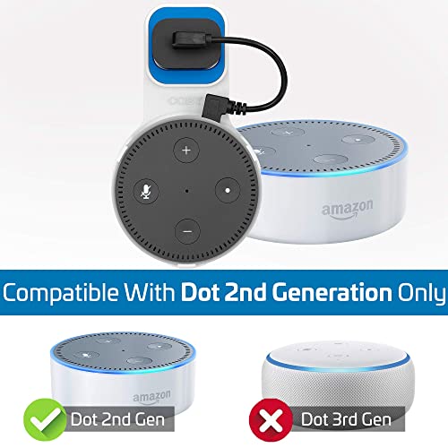 Coby Echo Dot Wall Mount 2nd Generation with Cable Management, Alexa Outlet Holder Stand with Charging Cable, Space Saving Smart Speaker Mount for Kitchen Bathroom Bedroom Office