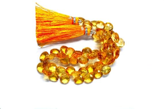 Citrine en perles cœoeur facettées de 9x9mm pour création de bijoux