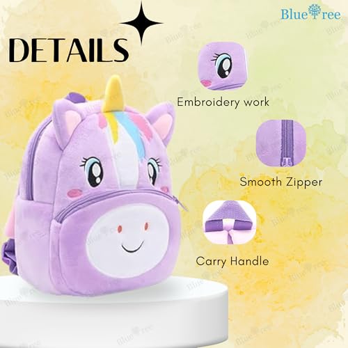 Image of blue tree Cute Kids Backpack Toddler Bag Plush Animal Cartoon Mini Travel Bag for Baby Girl Boy 1-6 Years, Ideal for Gifting for Kids