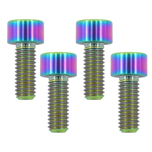 Image of M6x15 Titanium Bolts, Colorful, 4PC | Lightweight Design, Ideal for Humid /Salty Environments, Socket Head Hex Key No Washer, MTB /Road Bike Bolts