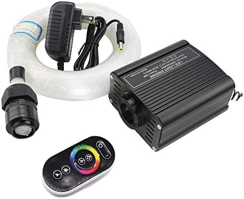 ECOCOLORPMMA Fibre LED Light, Sauna Fibre Light, Sauna Starlight, 16 W, RGBW, 300 Pieces, 0.75 mm, 2 m, for Starry Sky + RF Remote Control LED Colour Light