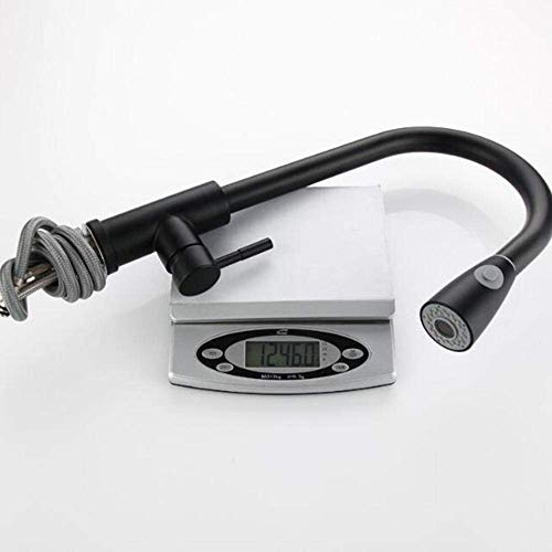 Robinet de Cuisine Noir en Acier Inoxydable avec Douchette Extractible Double Mode