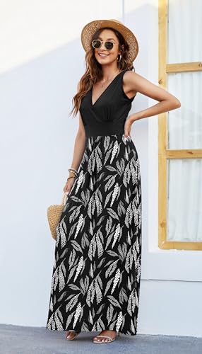 Image of AUSELILY Women's Sleeveless Formal Dress Deep V Neck Loose Plain Cocktail Long Maxi Dresses with Pockets 2026 New