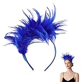 MehelloFeather Feather Headband for Women Feather Fascinator Headband Cocktail Wedding Party, Royal Blue