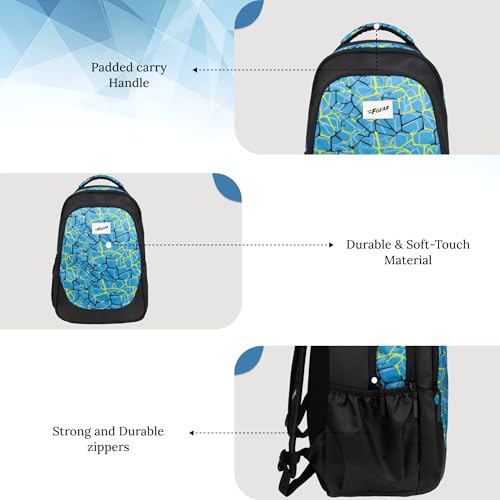 Image of F Gear Panya Black Blue Nested 21L School Backpack|Three Spacious Compartment with Water bottle holder|Lightweight and durable|Comfortable to Carry|Stylish Backpack
