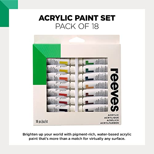 Image of Reeves Acrylic Paint-10ml, Set of 18