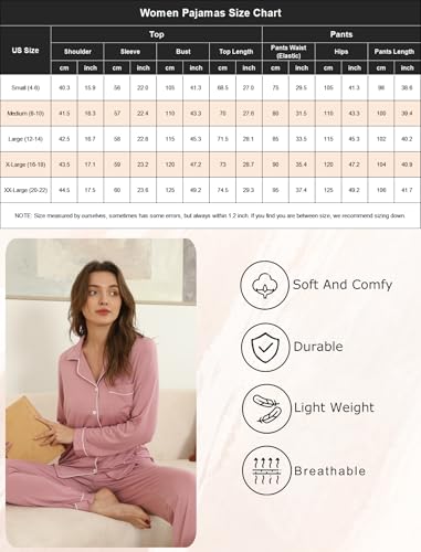 Image of Pjmlifecoco Pajamas Set Long Sleeve Womens Button Down Sleepwear Two Piece Nightwear Soft Pj Lounge Sets S-XXL