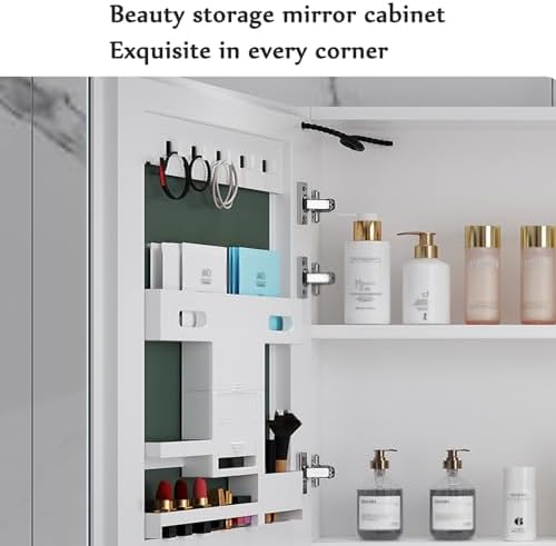 Wall-Mounted Bathroom Mirror Cabinet, Defogging Aluminum Alloy Wall Storage, Exquisite Design, White Finish, 70x68cm (27.5x26.7in), Perfect for Stylish Organization