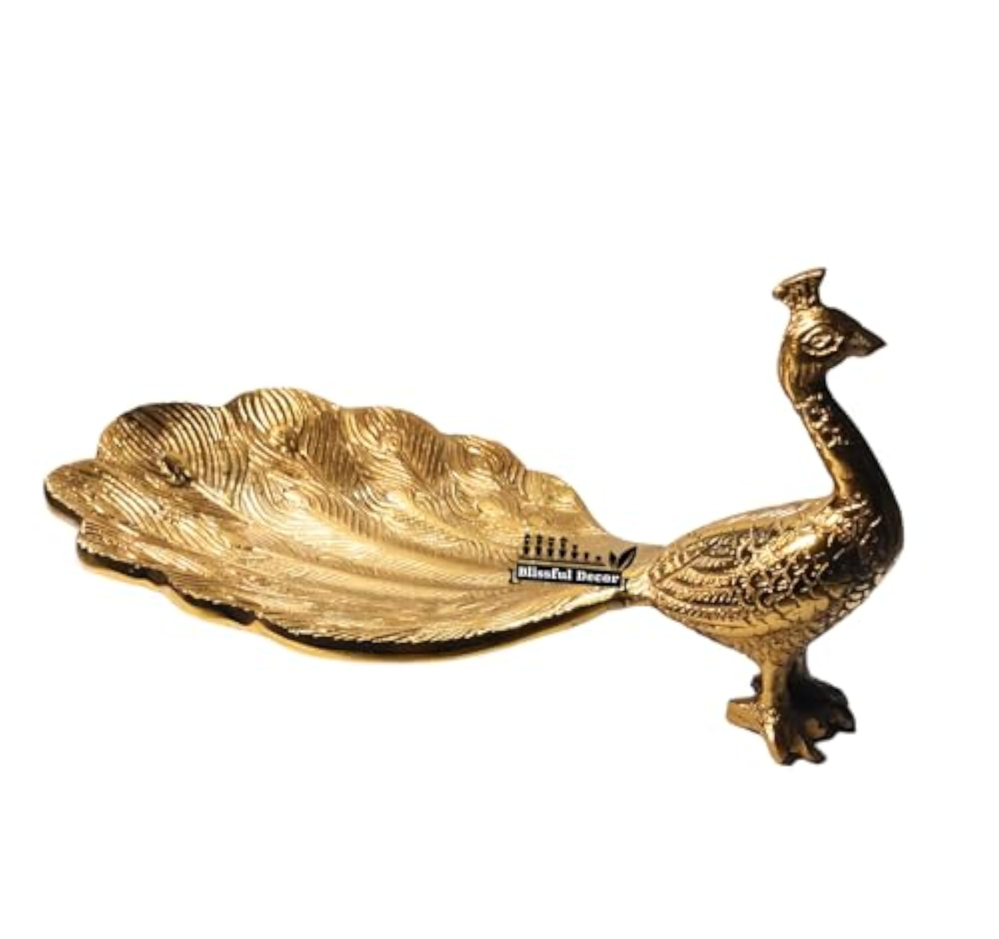 Decorative Peacock Tray/Platter Gold Plated Serveware