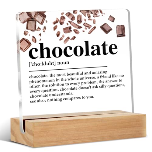 Chocolate Lover Gifts for Men Women, Chocolate Desk Sign, Chocolate Definition Acrylic Sign Keepsake