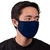 Auliné Collection Made in USA Cotton Fabric Washable Reusable Filter Pocket Face Mask, Navy Blue 1 PK