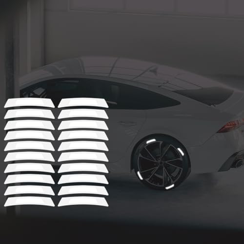 Image of 20PCS Strong Reflective Car Wheel Hub Stickers for Cars Helmet Night Safety Warning Reflective Stripe Decals Auto Truck Motorcycle Bicycle Wheels Rim Reflective Stickers (White)