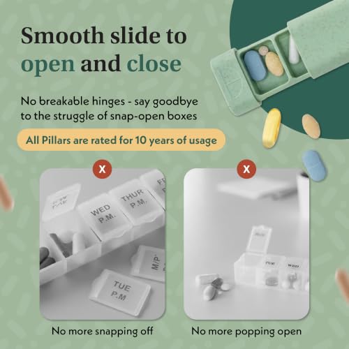 Image of Pillar - 7-Day Pill Organizer | Weekly Medicine Pill Container Travel Box - Aesthetic Medication Holder - Stylish Travel Pill Case - Cute Small Medication Organizer 7 Day for Women (Jet Black)