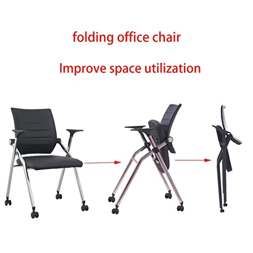 Folding Office Chair,Ergonomic Office Chair With Arms With Padded Seats,Foldable Desk Chair With Wheels,Comfy Home Office Chair Pu Leather Padded Seat,Black #TOP5