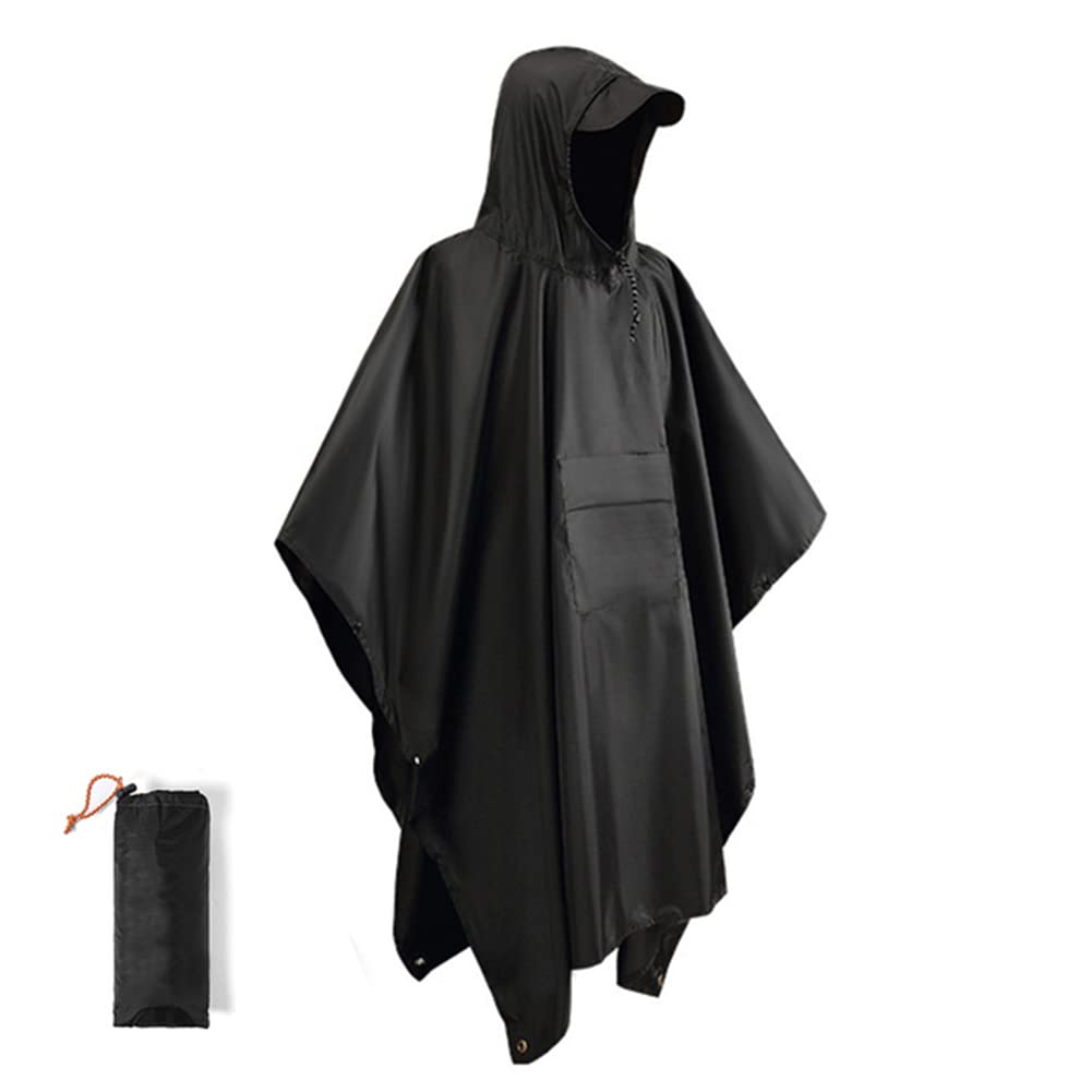 Wielofunkcyjna peleryna przeciwdeszczowa z kapturem Poncho 3 w 1 wielokrotnego użytku wodoodporny płaszcz przeciwdeszczowy/tarpa przeciwsłoneczna/namiot mata do prześcieradła na rower piesze wyciecz