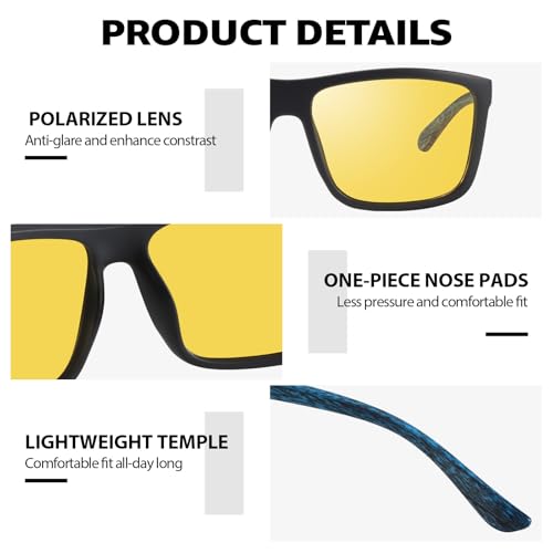 LVIOE Night Vision Glasses for Driving Men Yellow Glasses for Night Driving Anti Glare Polarized N39514