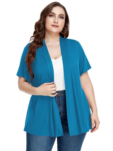 Image of LARACE Short Sleeve Cardigans for Womens Summer Tops Casual Plus Size Open Front Lightweight Cover Up