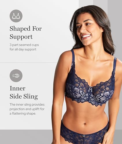 Panache Women’s Allure Full Cup Bra – Sheer Lace with Side Sling & Power Mesh Support2