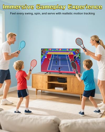 Image of WAXITY Switch 2 Tennis Racket for Mario Tennis Aces /for Mario Tennis Fever Sports Games, Handle Grip Holder Accessories for Nintendo Switch 2 /1 Controllers, for Joycon Comfort Hold (4)